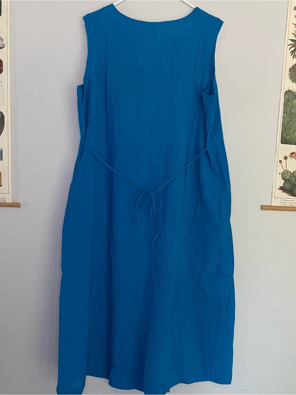 Simply Susan Blue Sleeveless Tie Back 100% Cotton Dress NWT - Picture 7 of 8